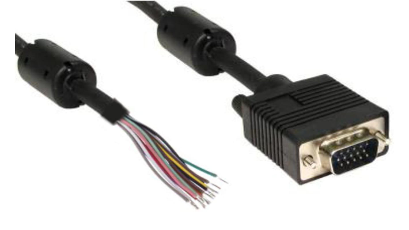Kabel VGA złącze A Męskie długość 2m Czarny RS PRO PVC
