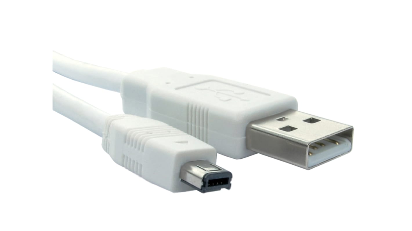 Kabel USB Złącze A USB A Złącze B Mini USB B dł. 3m Przewód USB USB 2.0 kolor: Biały