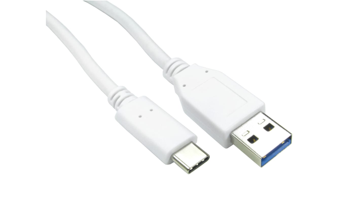 RS PRO USB-Kabel, USBA / USB C, 500mm USB 3.1 Weiß
