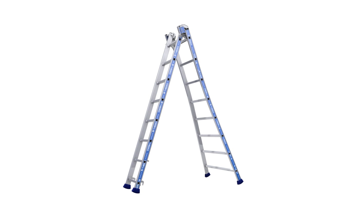 Scala TUBESCA a 16 gradini, apertura 4.04m, alt. piattaforma 8.58m, montanti in Alluminio