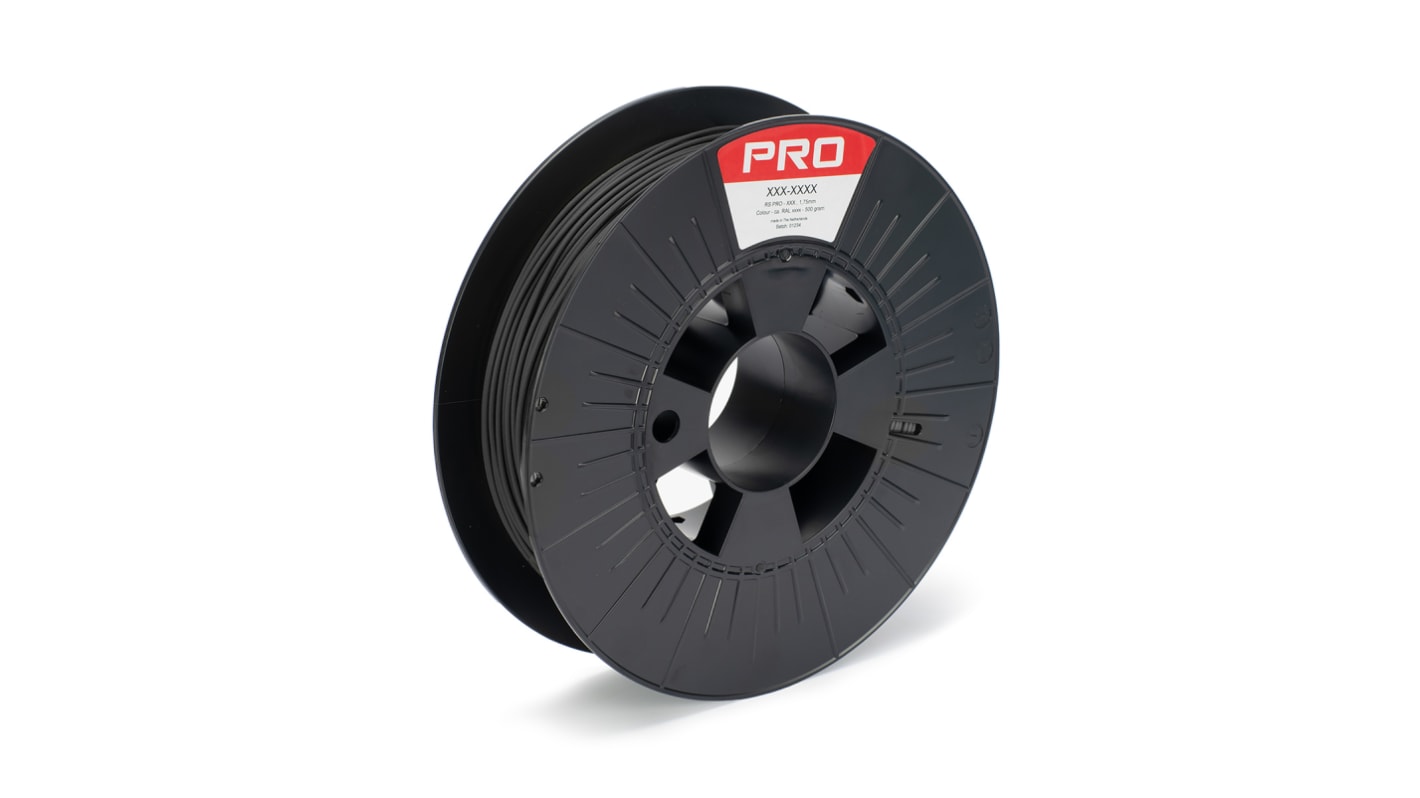 RS PRO PLA (Matt) 3D-Drucker Filament zur Verwendung mit Gängige Desktop-3D-Drucker, Mattschwarz, 1.75mm, FDM, 500g