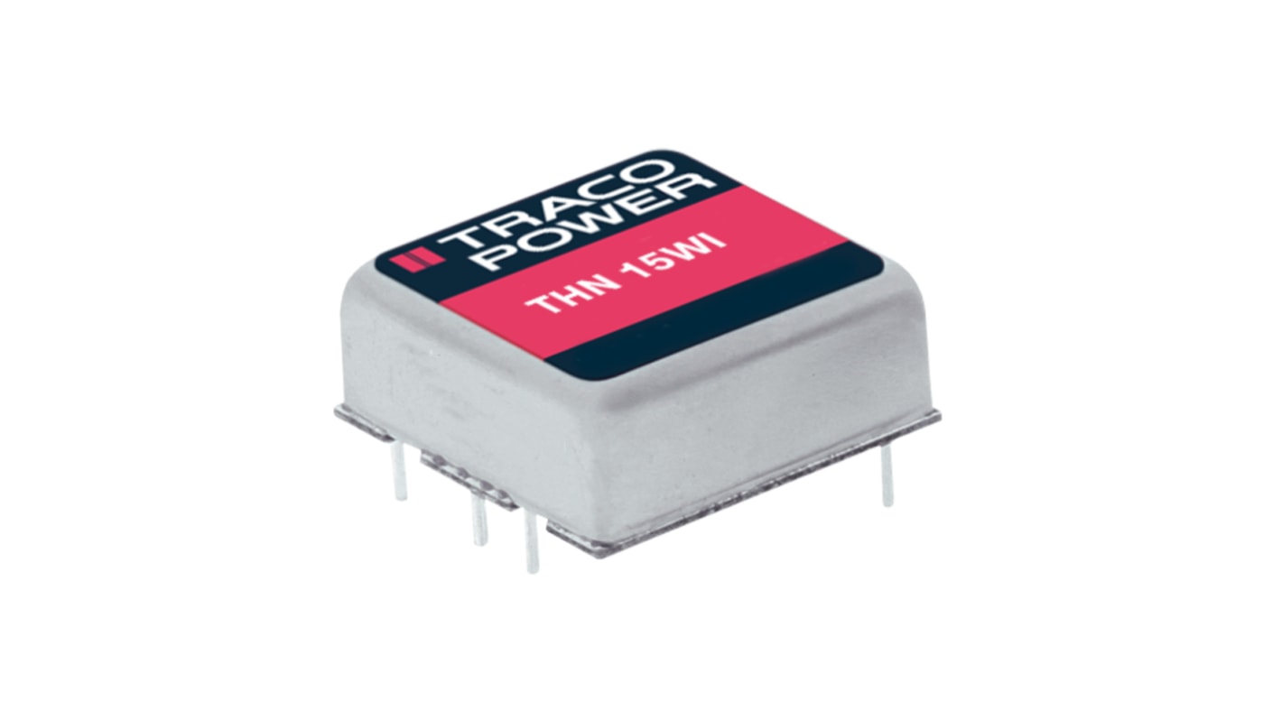 TRACOPOWER THN 15WI DC-DC Converter, ±15V dc/ ±500mA Output, 18 → 75 V dc Input, 15W, Through Hole, +85°C Max