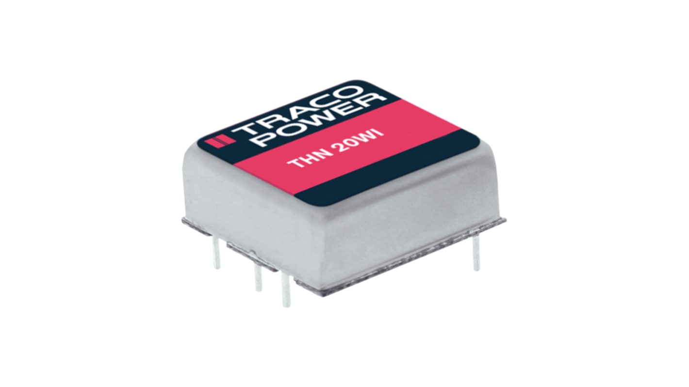 TRACOPOWER THN 20WI DC-DC Converter, 24V dc/ 833mA Output, 18 → 75 V dc Input, 20W, Through Hole, +75°C Max Temp