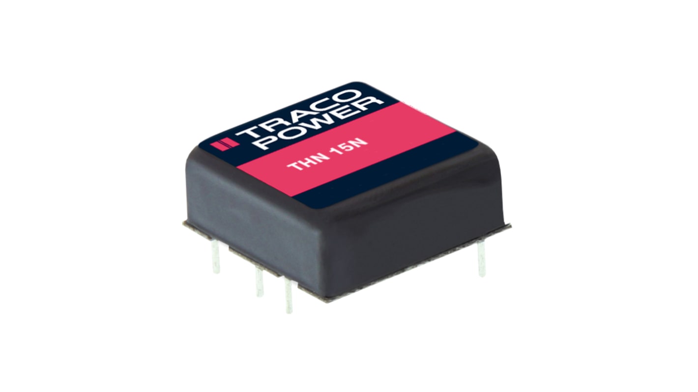 TRACOPOWER THN 15N DC-DC Converter, ±15V dc/ ±500mA Output, 9 → 18 V dc Input, 15W, Through Hole, +105°C Max