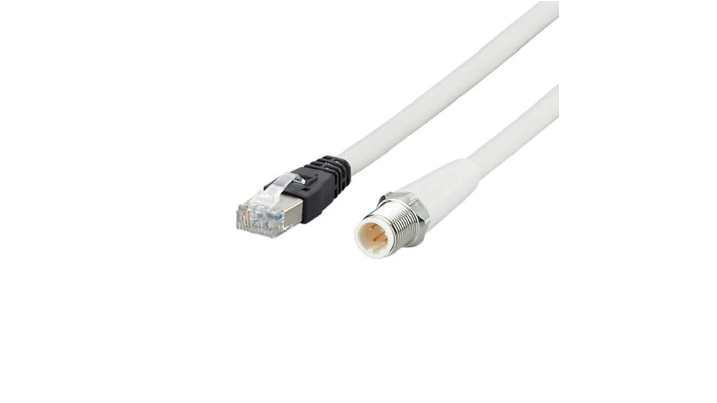 ifm electronic EVF Ethernetkabel Cat.5, 20m, Grau Patchkabel, A M12 Buchse, B RJ45, Aussen ø 6.5mm, MPPE