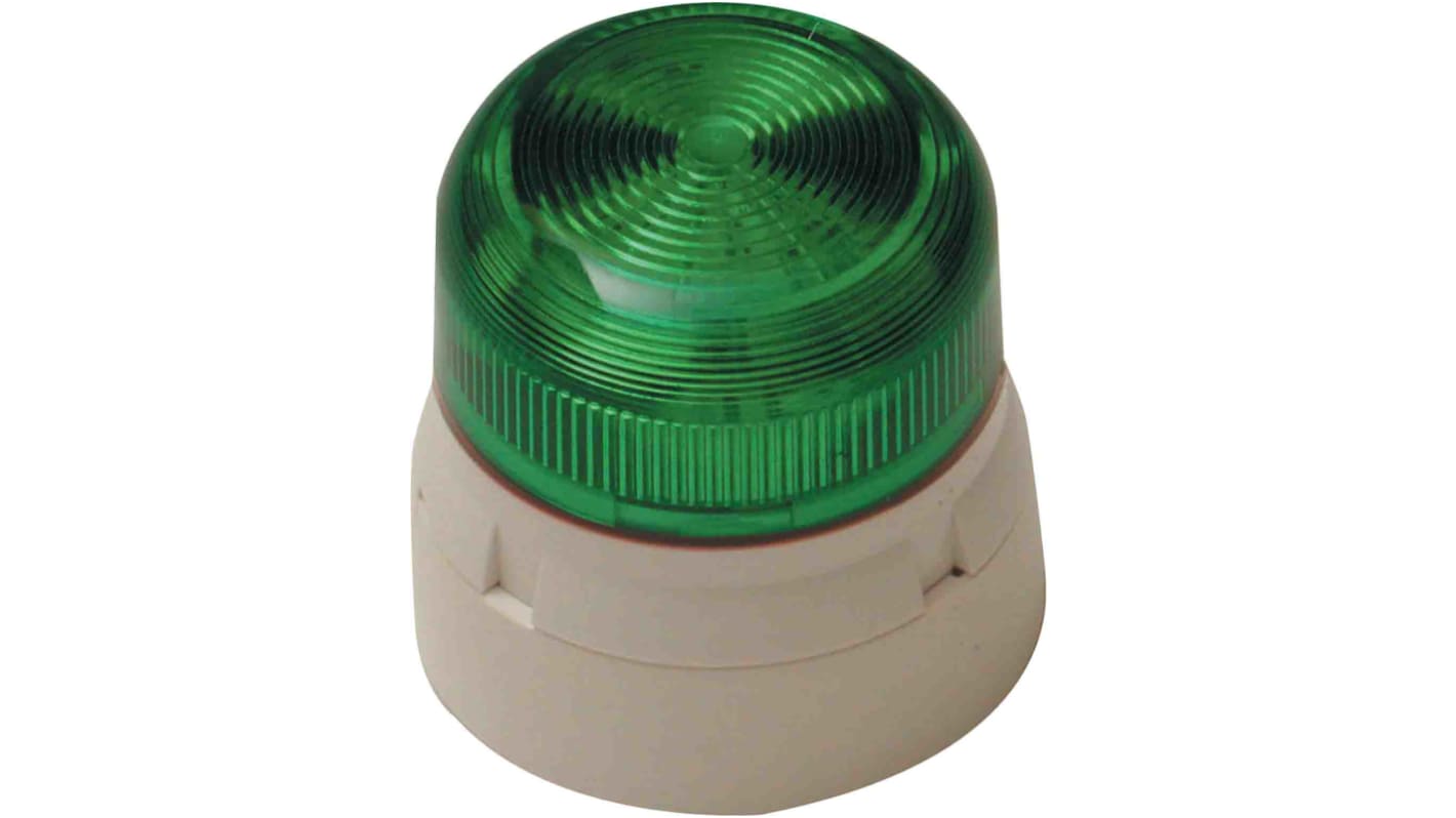 Klaxon 绿色闪光氙气警示灯, 白色外壳, 12 V 直流，24 V 直流, Φ85mm底座, 底座安装, IP65