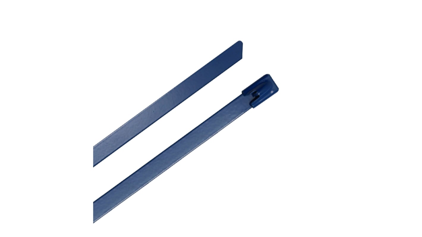 RS PRO Cable Tie, Ball Lock, 100mm x 4.6 mm, Blue 316 Stainless Steel