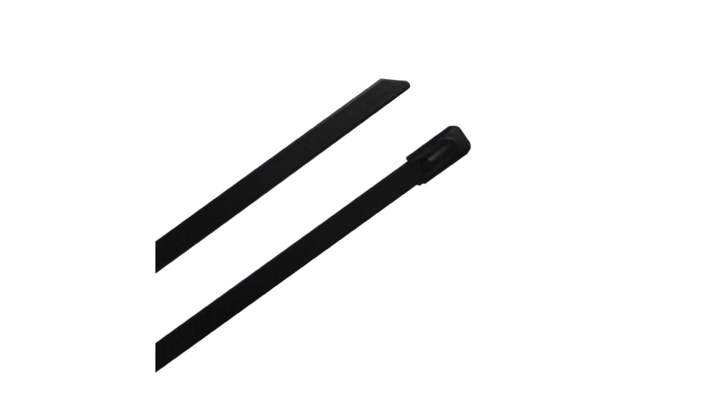 RS PRO Cable Tie, Ball Lock, 360mm x 12 mm, Black 316 Stainless Steel