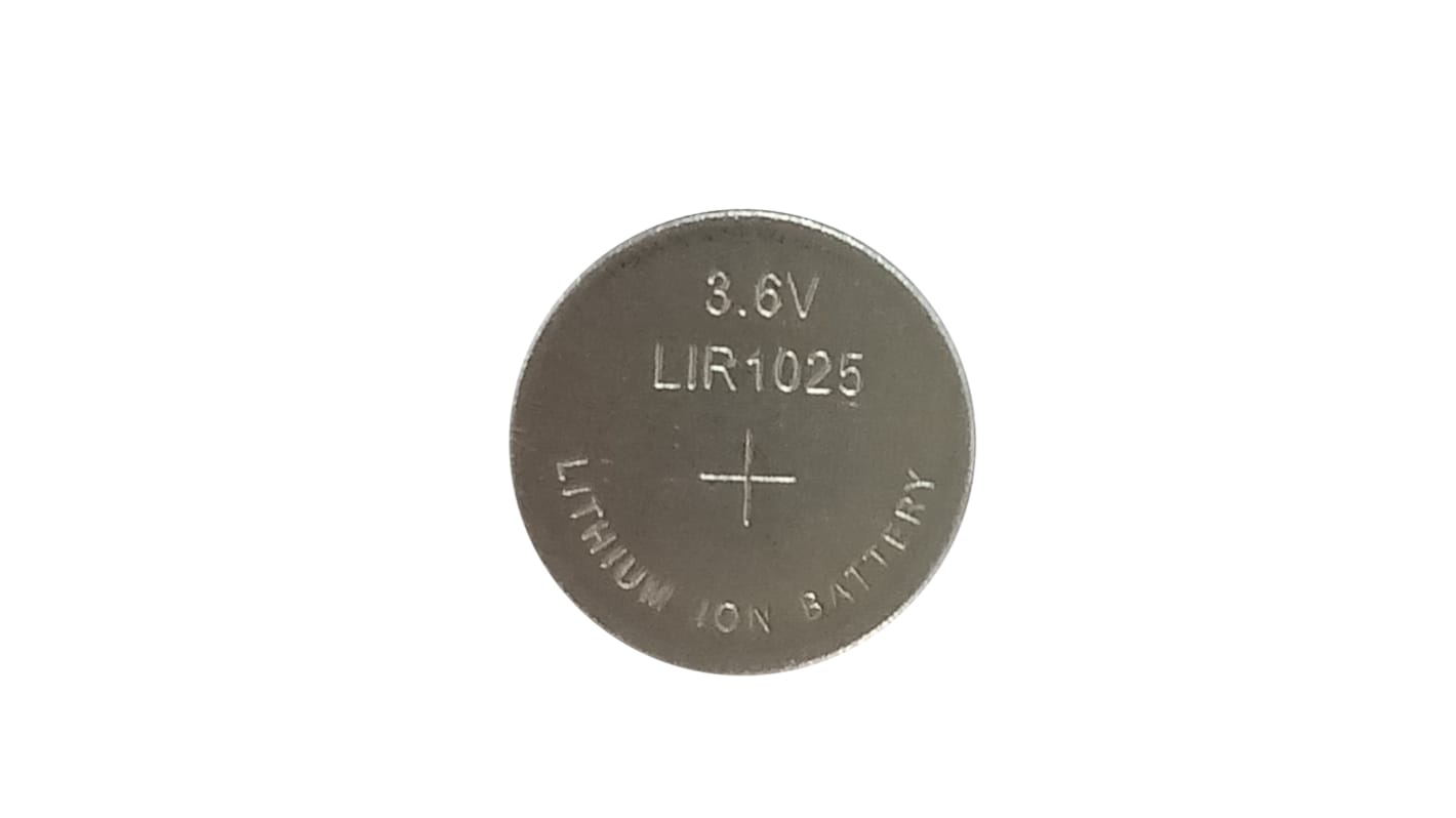 RS PRO LIR1025 Button Battery, 3.7V, 10mm Diameter, Single