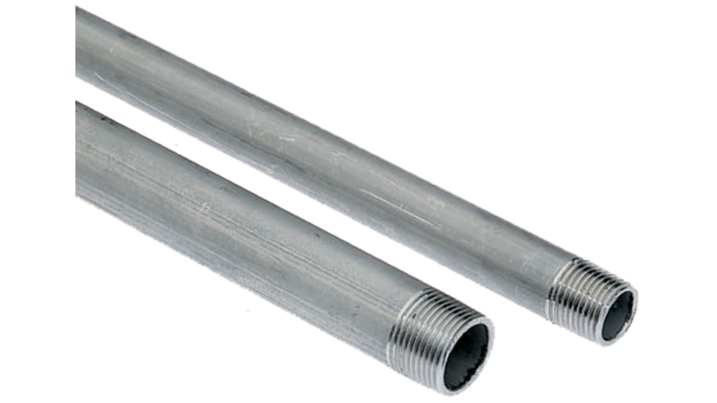 RS PRO Threaded Steel & Stainless Steel Pipe, 2m Long, 13.15mm Nominal Outer Diameter, 1/4 in BSPT Connection