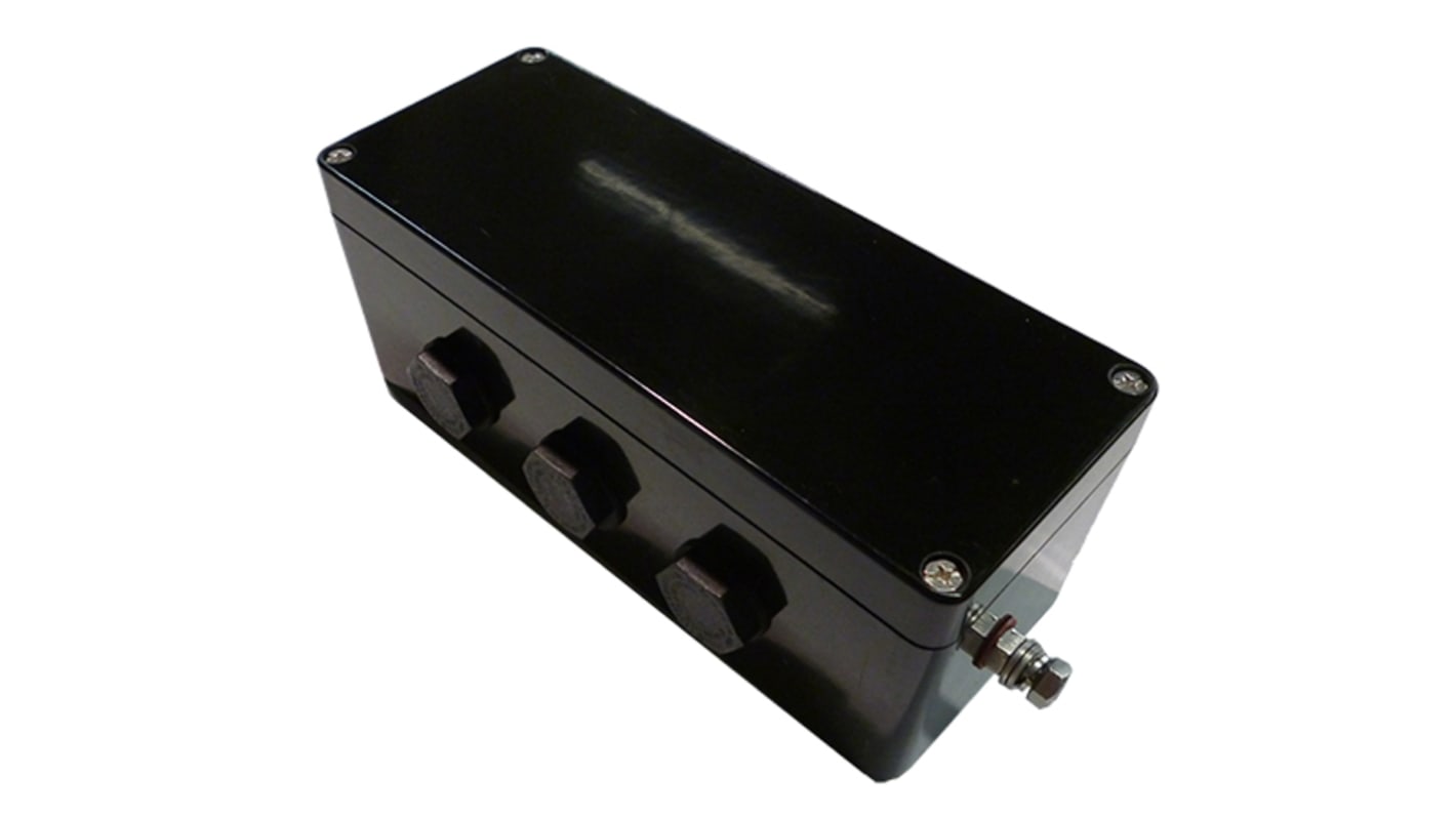 CE-TEK CEP Series Black Polyester Junction Box, IP66, ATEX, 75 x 190 x 75mm