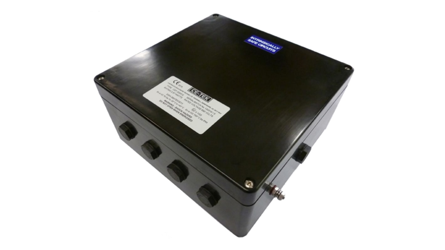 CE-TEK CEP Series Black Polyester Junction Box, IP66, 40 Terminals, ATEX, 250 x 120 x 255mm