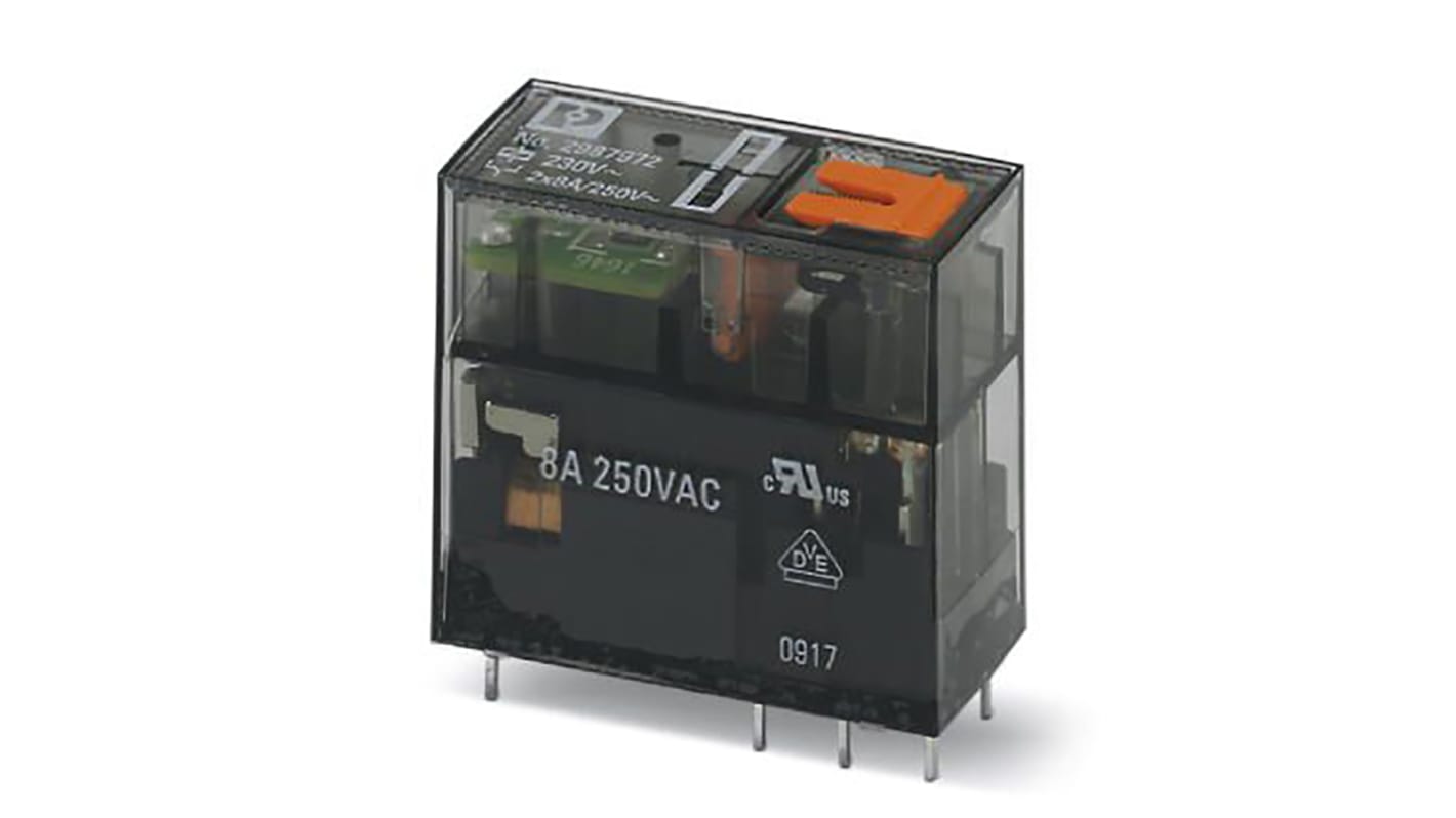 Phoenix Contact Power Relay, 230V ac Coil, 8A Switching Current, DPDT