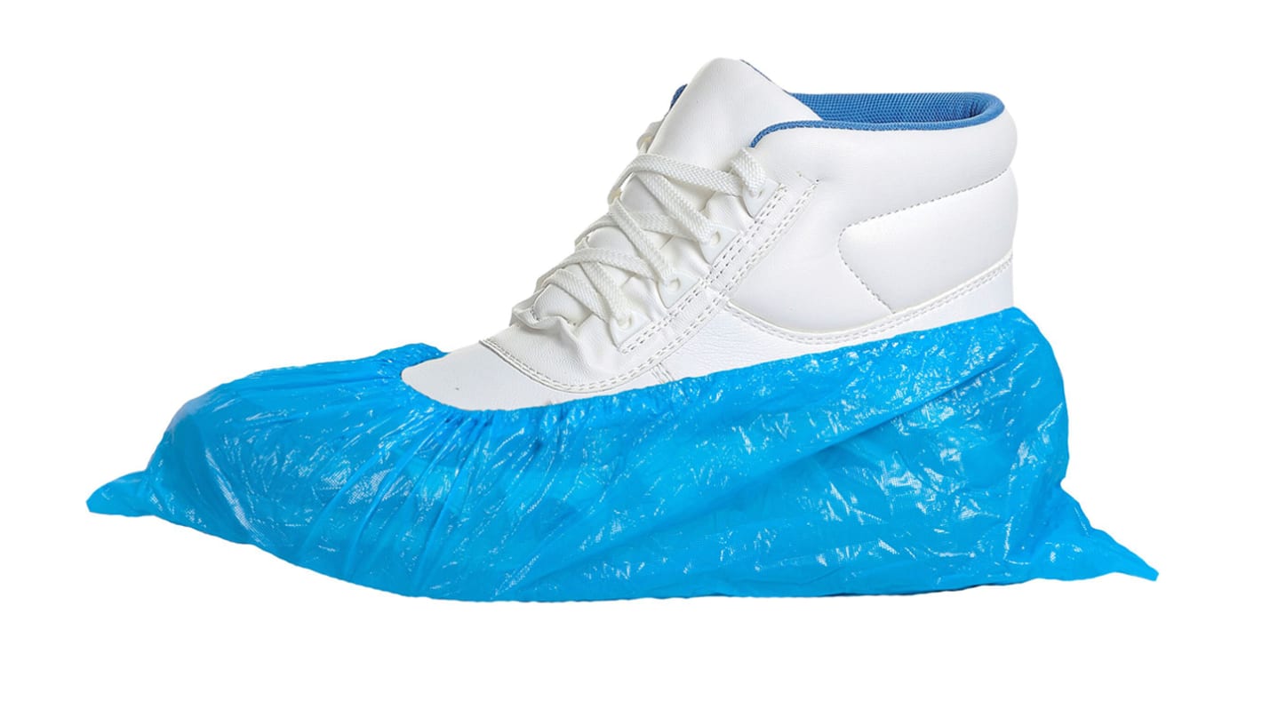 RS PRO Blue Anti-Slip Disposable Shoe Cover, One Size, 500 pack, For Use In Food, Hygiene, Industrial, Pharmaceuticals