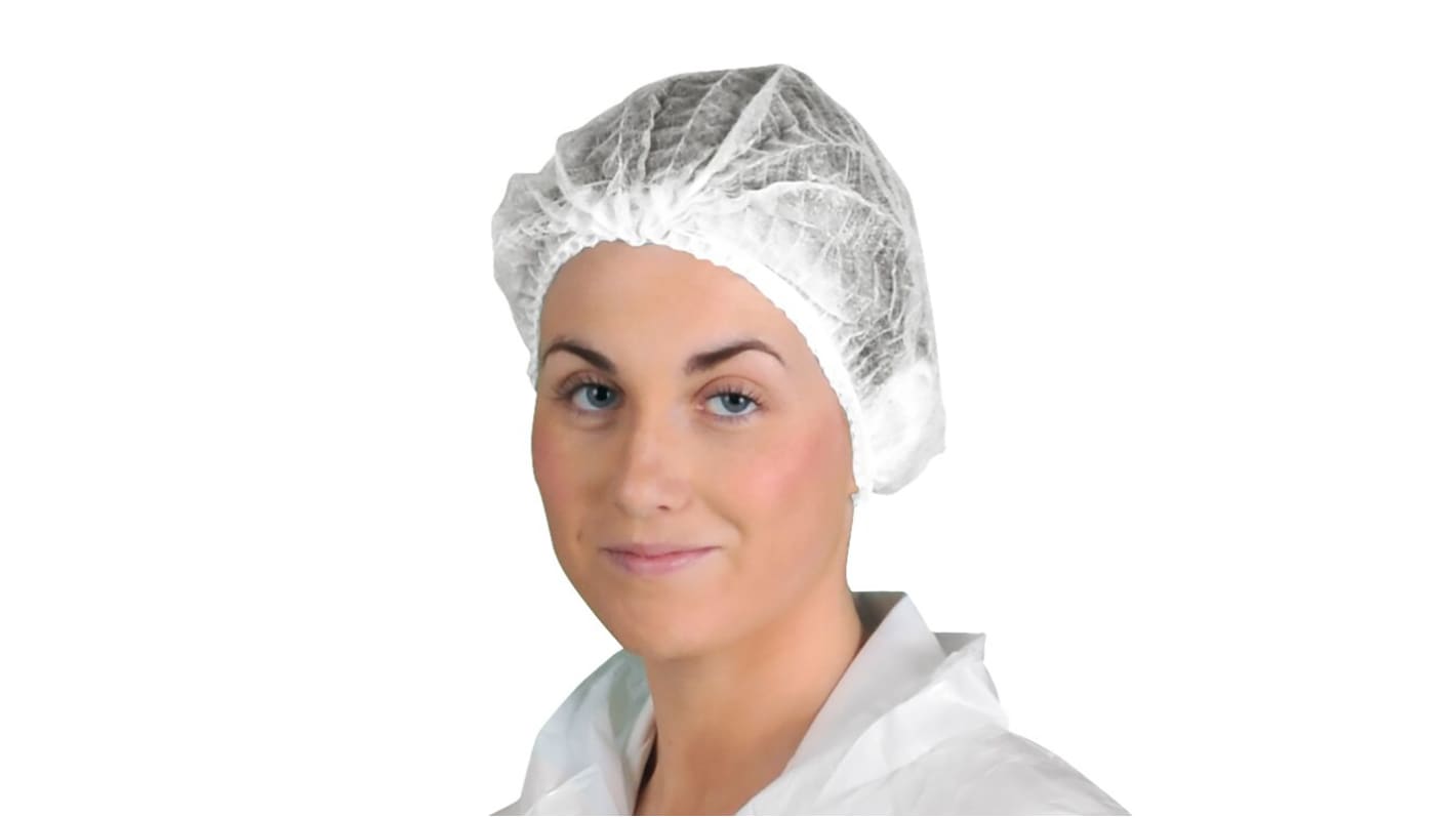 RS PRO White Disposable Hair Net for Surgical Use, One-Size, Hair Net Type, Non-Metal Detectable, 500 per Package