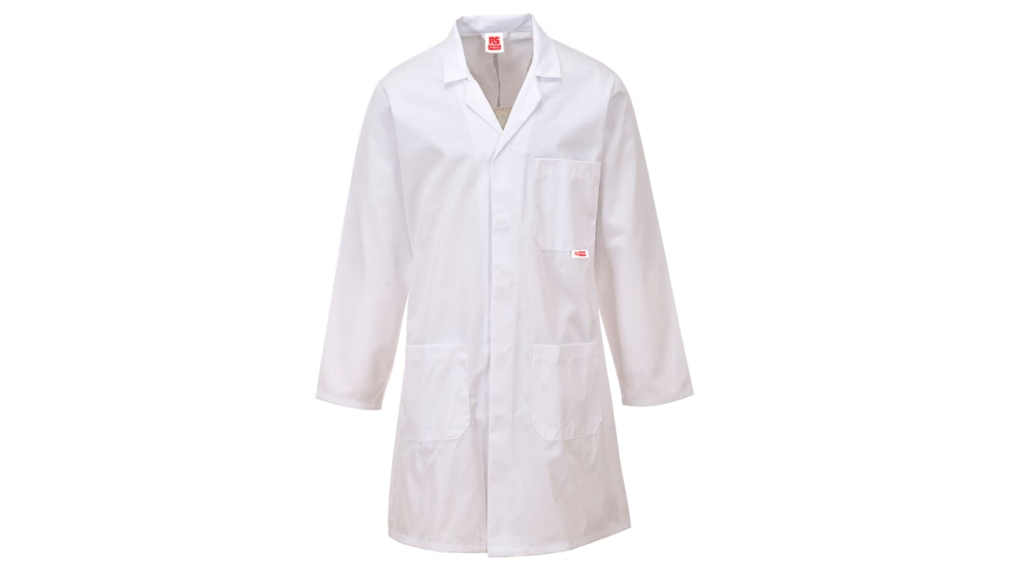 Bata de laboratorio reutilizable Unisex RS PRO de color Blanco, talla M, de Poliéster; algodón