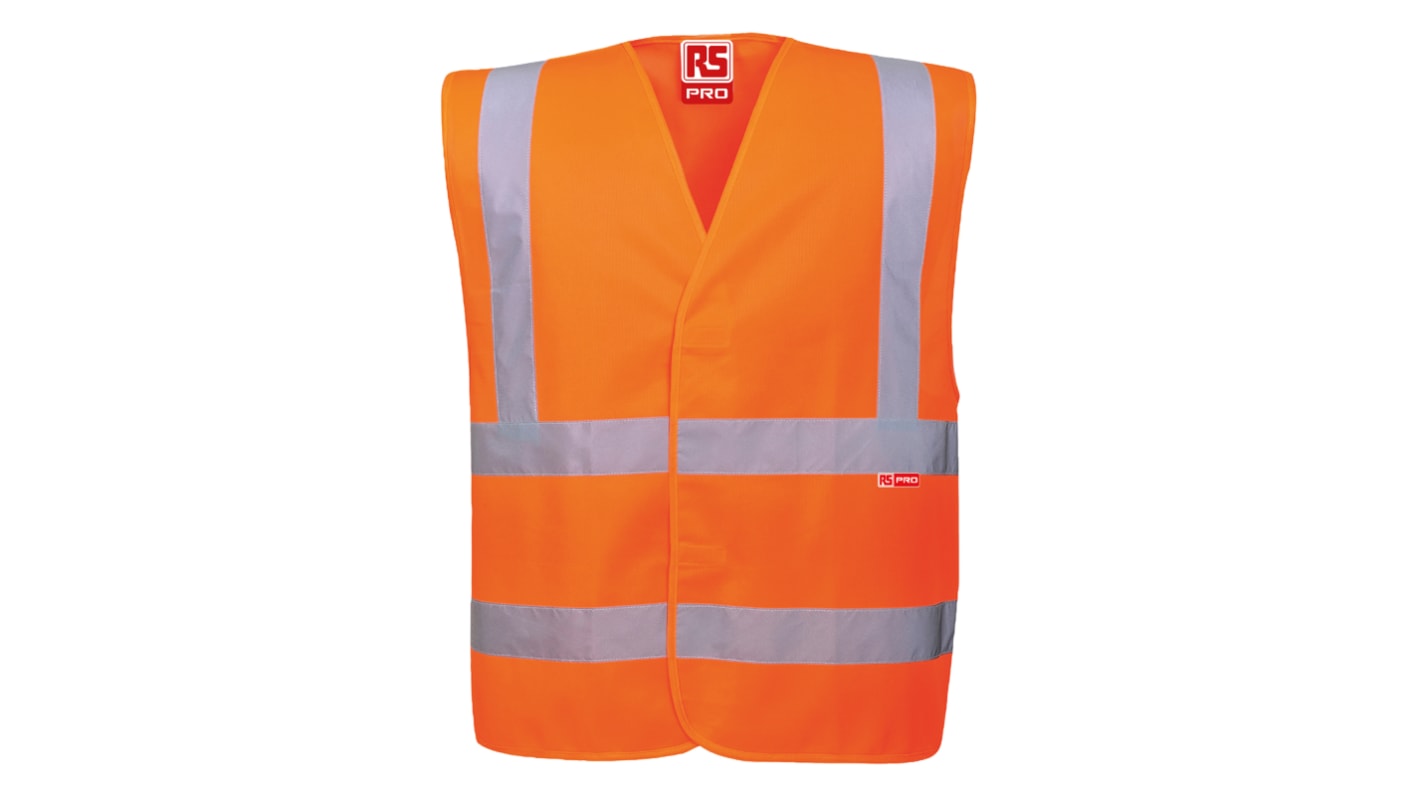 RS PRO Orange Unisex S bis M Polyester Warnweste, Klettverschluss, Atmungsaktiv