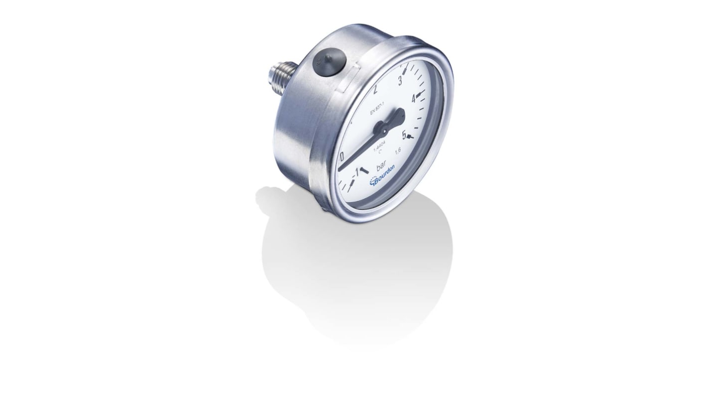 Bourdon G 1/4 Analogue Pressure Gauge 2.5bar Back Entry, MEX3-F20.B18, 0bar min.