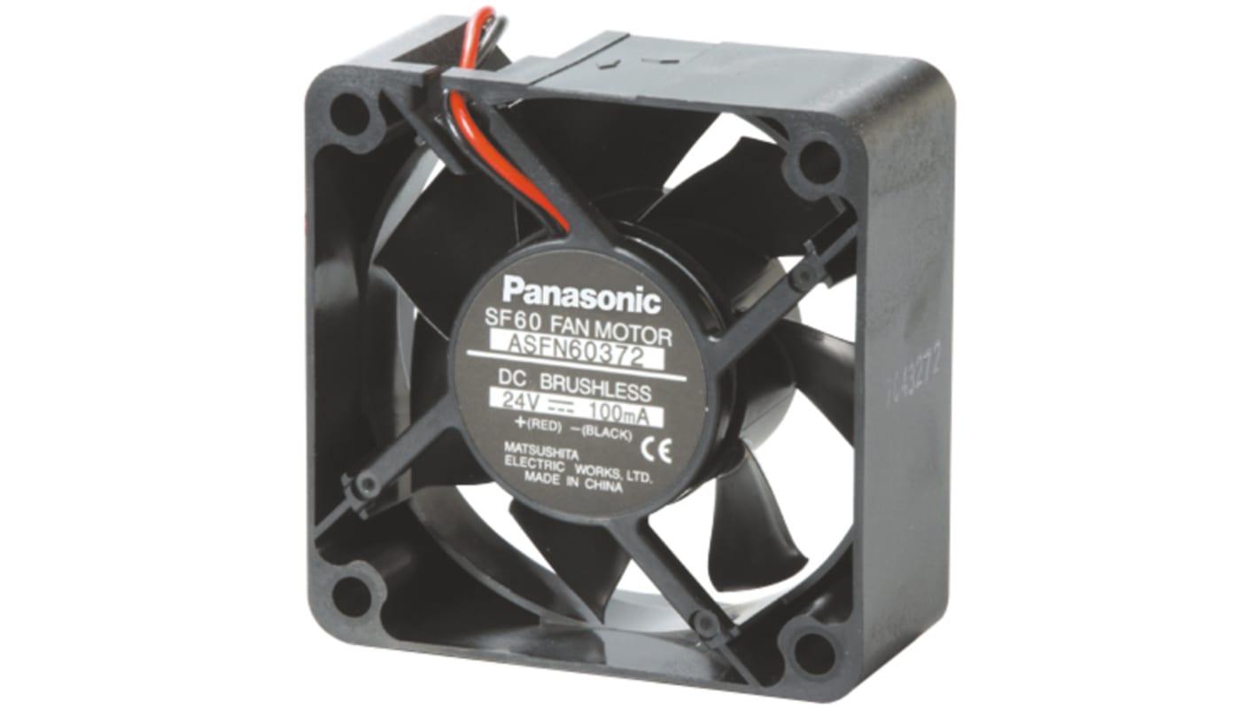 Panasonic ASFN DC-Axiallüfter, Kugellager, 12 V dc / 840mW, 60 x 60 x 25mm, 0.37m³/min