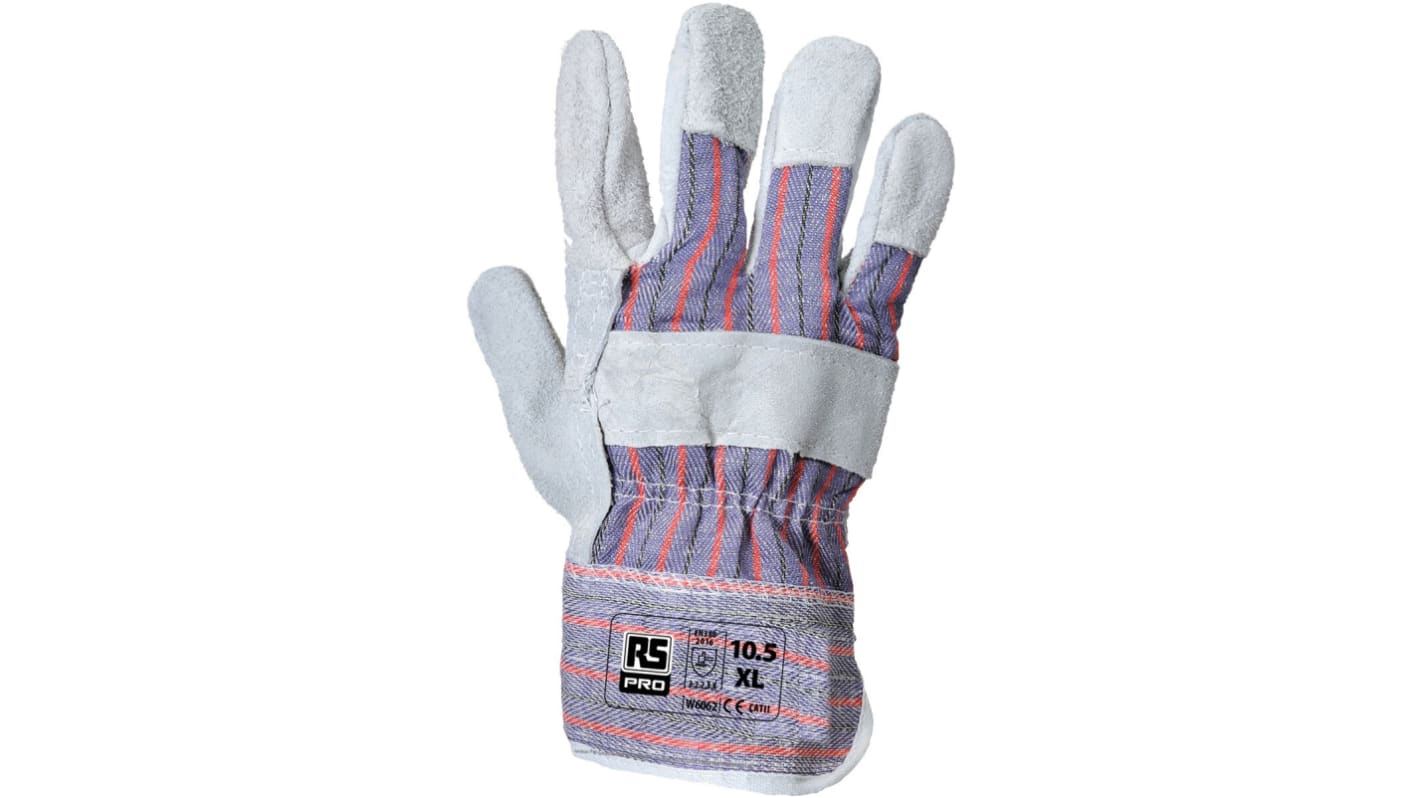 RS PRO Rigger Cotton Work Gloves, Size 10, Leather Coating