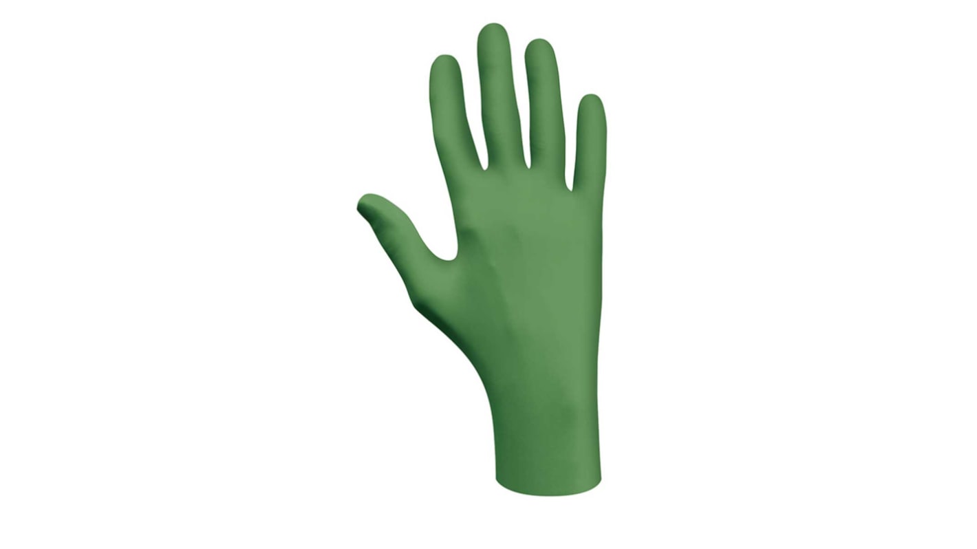 Guantes desechables Showa sin polvo de Nitrilo Verde, talla 9, L, caja de 100 unidades