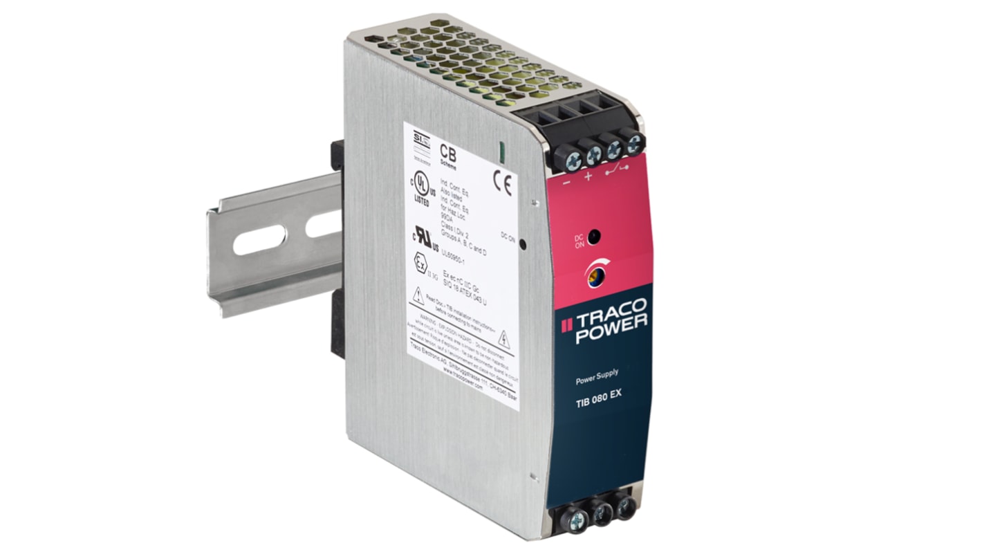 TRACOPOWER TIB 080-EX Switched Mode DIN Rail Power Supply, 85 → 264V ac ac Input, 12V dc dc Output, 6.7A Output,