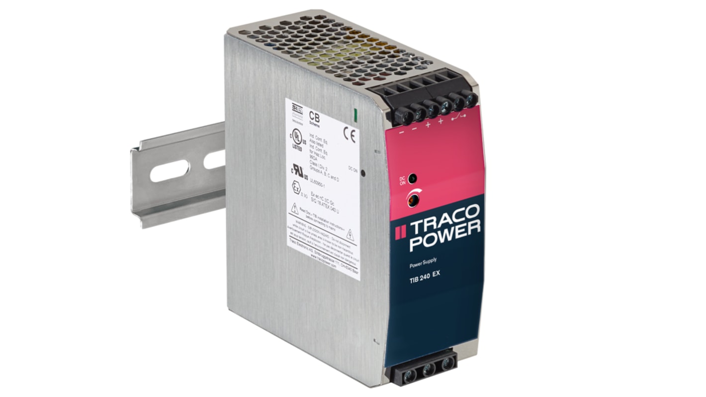 TRACOPOWER TIB 240-EX Linear DIN Rail Power Supply, 85 → 264V ac ac Input, 24V dc dc Output, 10A Output, 240W