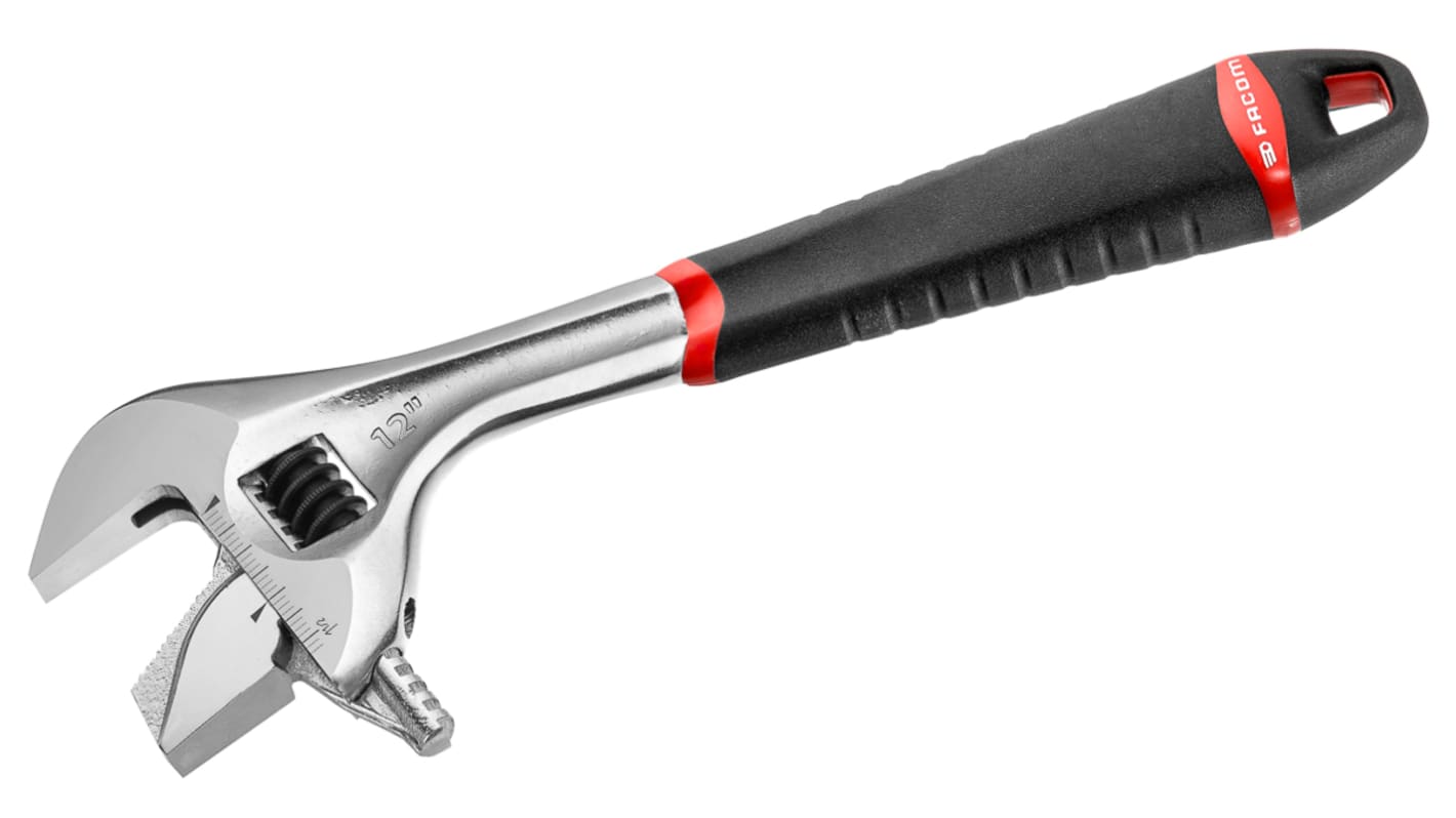 Facom Adjustable Spanner, 255 mm Overall, 38mm Jaw Capacity, Metal Handle