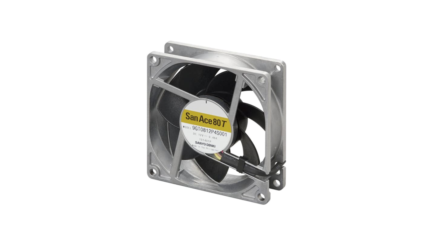 Sanyo Denki 9GT Series Axial Fan, 24 V dc, DC Operation, 1.86m³/min, 5.28W, 220mA Max, 80 x 80 x 25mm