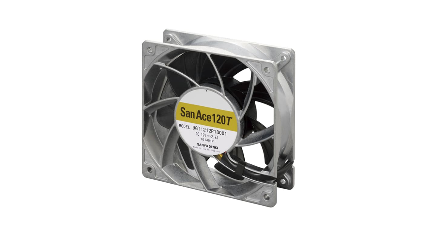 Sanyo Denki 直流轴流风机, 12 V 直流电源, 6m³/min, 26.4W, 最大2.2A, 5600rpm, 120 x 120 x 38mm, San Ace 9GT系列