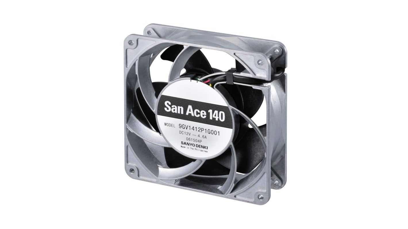 Sanyo Denki 9GV Series Axial Fan, 12 V dc, DC Operation, 55.2W, 4.6A Max, 140 x 140 x 38mm