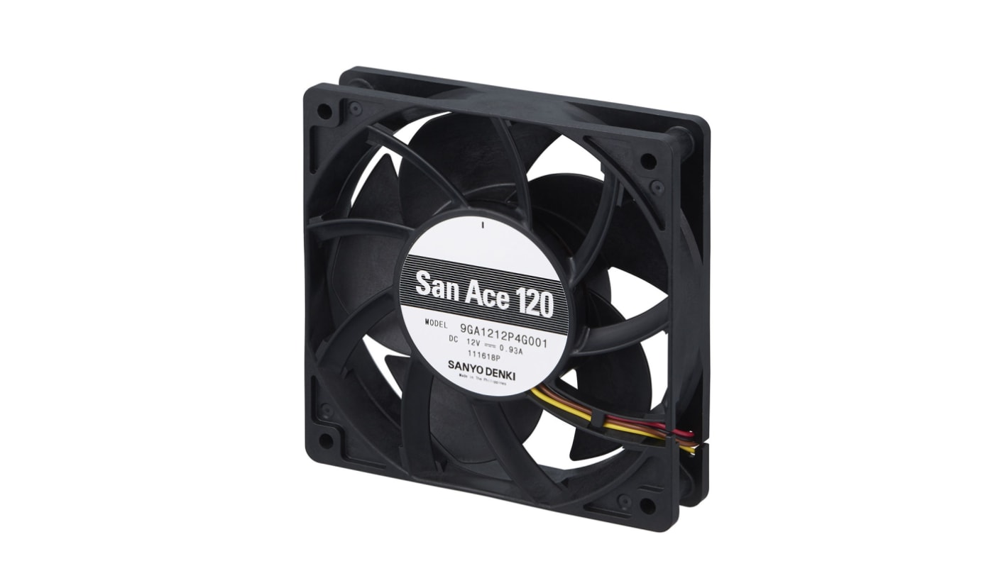 Sanyo Denki 9GA Series Axial Fan, 24 V dc, DC Operation, 11.28W, 470mA Max, 120 x 120 x 25mm