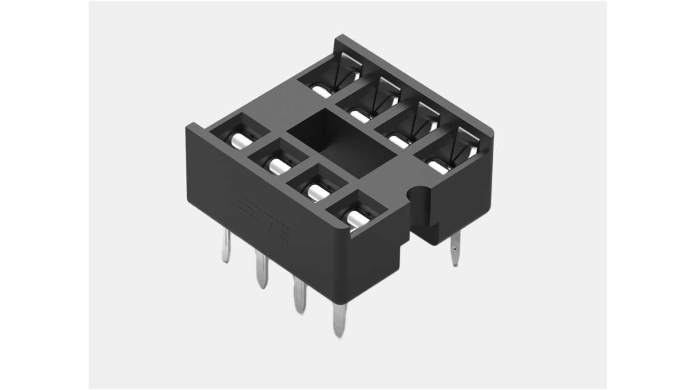 Support DIL TE Connectivity 8 voies, Traversant, broches Standard, Entraxe de 2.54mm, largeur de rangée 7.62mm