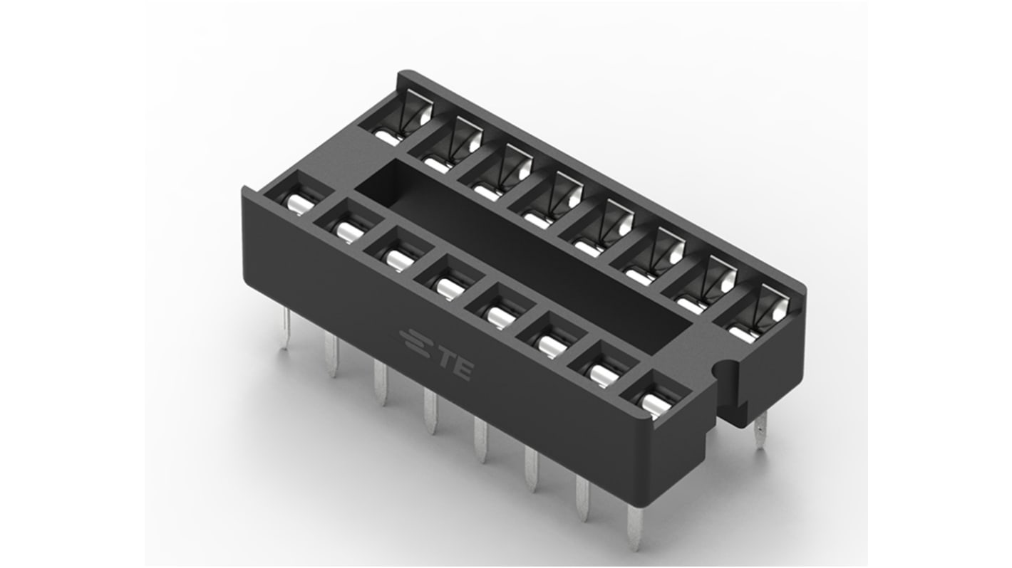 Zoccolo DIL TE Connectivity a 16 vie, passo 2.54mm, spaziatura file 7.62mm, Montaggio con foro passante, tipo Scala