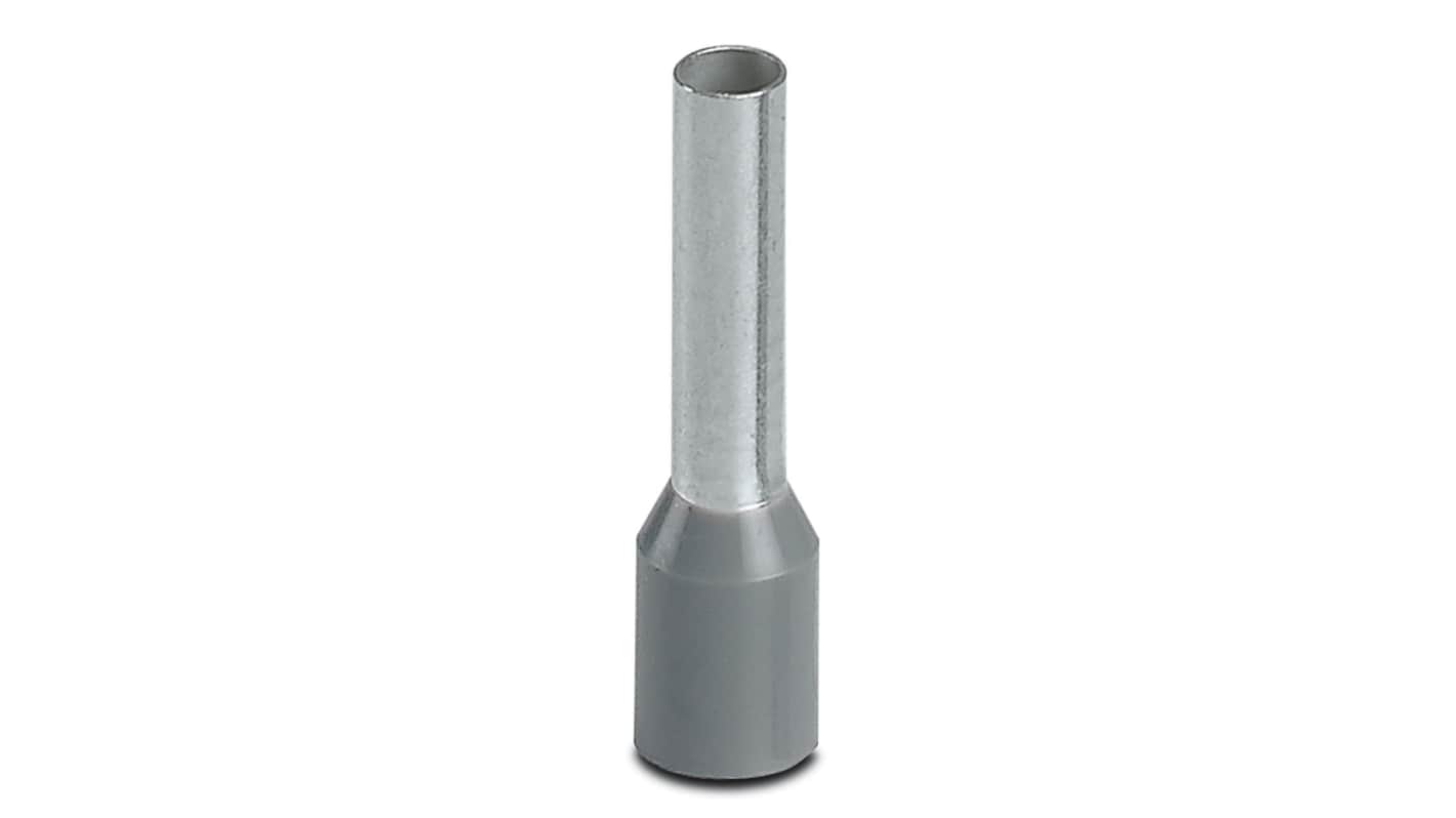 Phoenix Contact Insulated Crimp Bootlace Ferrule, 10mm Pin Length, 2.8mm Pin Diameter, Grey