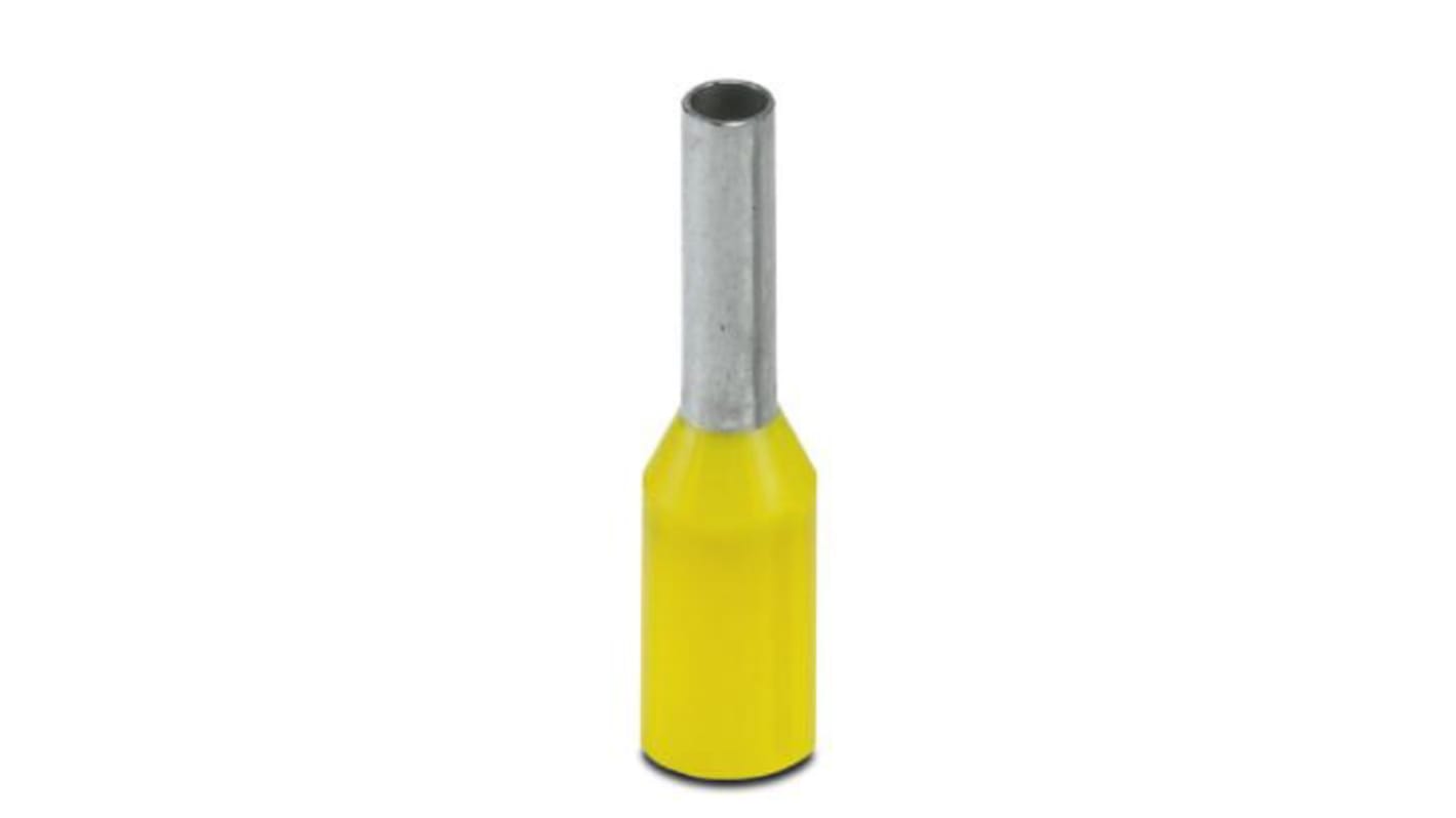 Eaton Insulated Crimp Bootlace Ferrule, 6mm Pin Length, 1.5mm Pin Diameter, Yellow