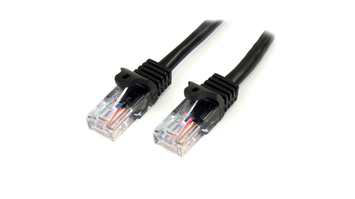 Cable Ethernet Cat5e U/UTP StarTech.com de color Negro, long. 1m, funda de PVC, Calificación CM