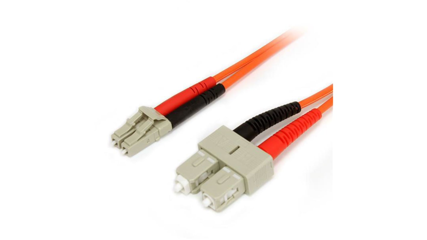 StarTech.com LC to SC Duplex Multi Mode OM1 Fibre Optic Cable, 62.5/125μm, Orange, 2m