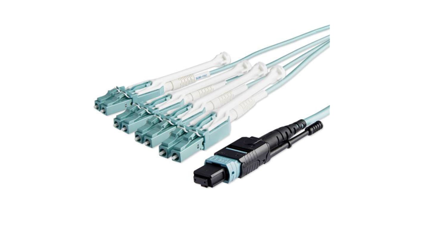 StarTech.com MPO to LC Multi Mode OM3 Fibre Optic Cable, 50/125μm, Aqua, 10m