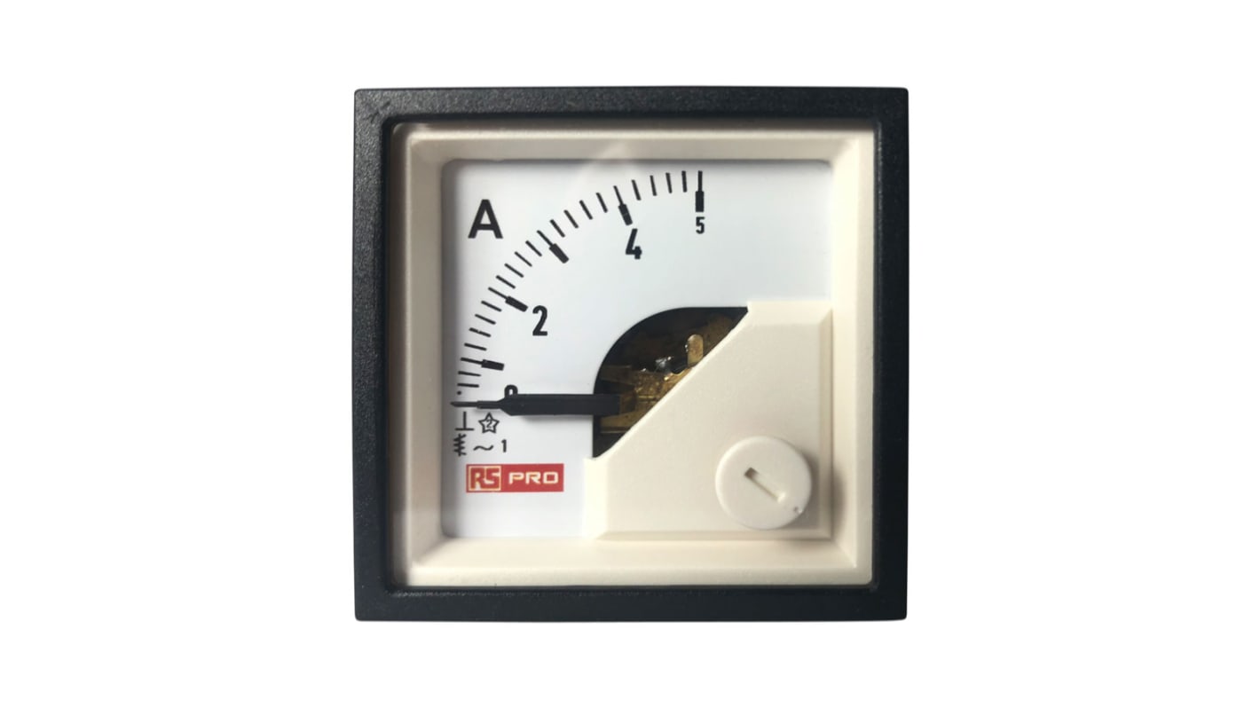 RS PRO Analogue Panel Ammeter 5 (Input, Scale)A AC, 45mm x 45mm, 1 % Moving Iron