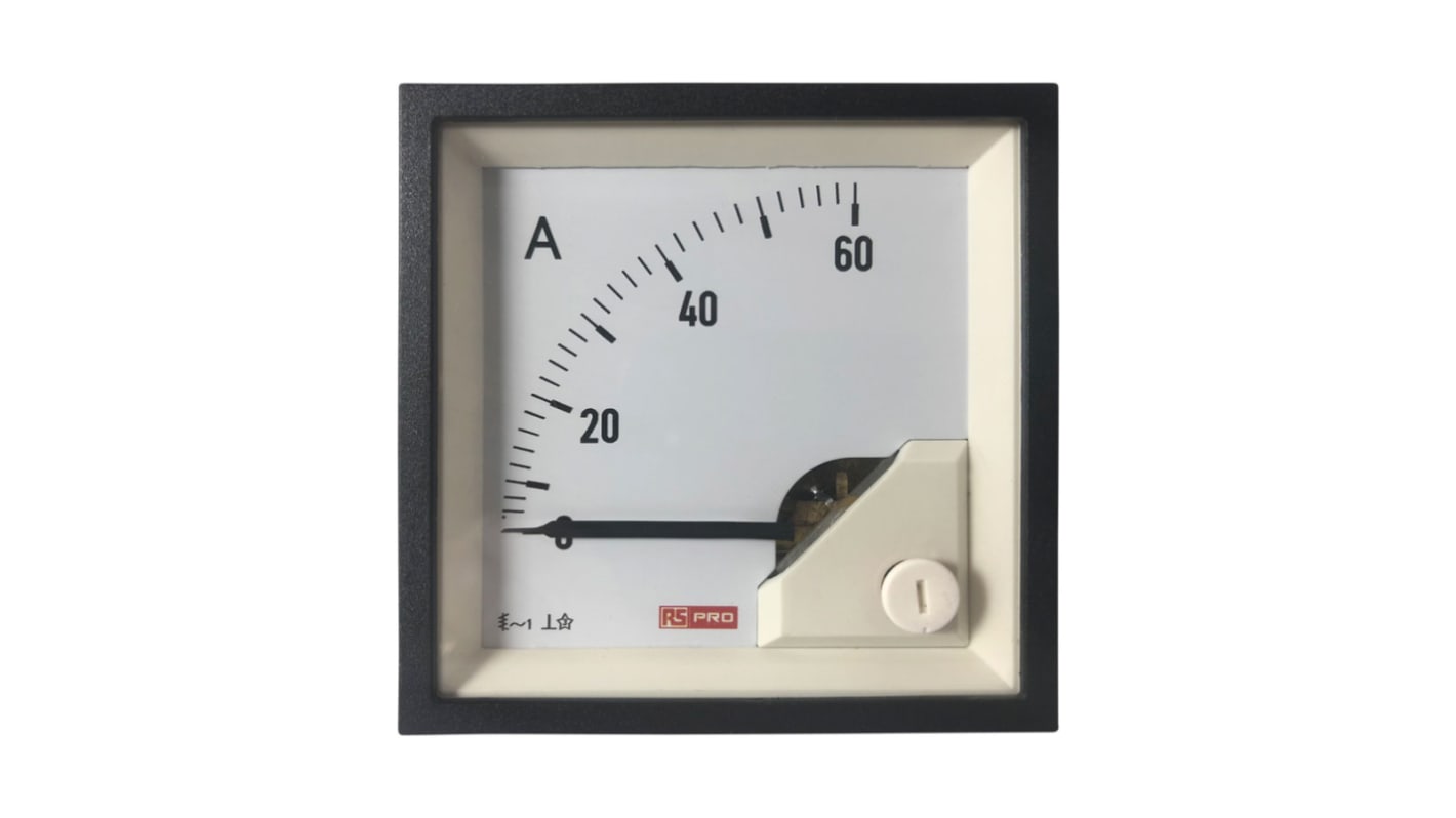 RS PRO Analogue Panel Ammeter 3 (Input)A AC, 68mm x 68mm, 1 % Moving Iron