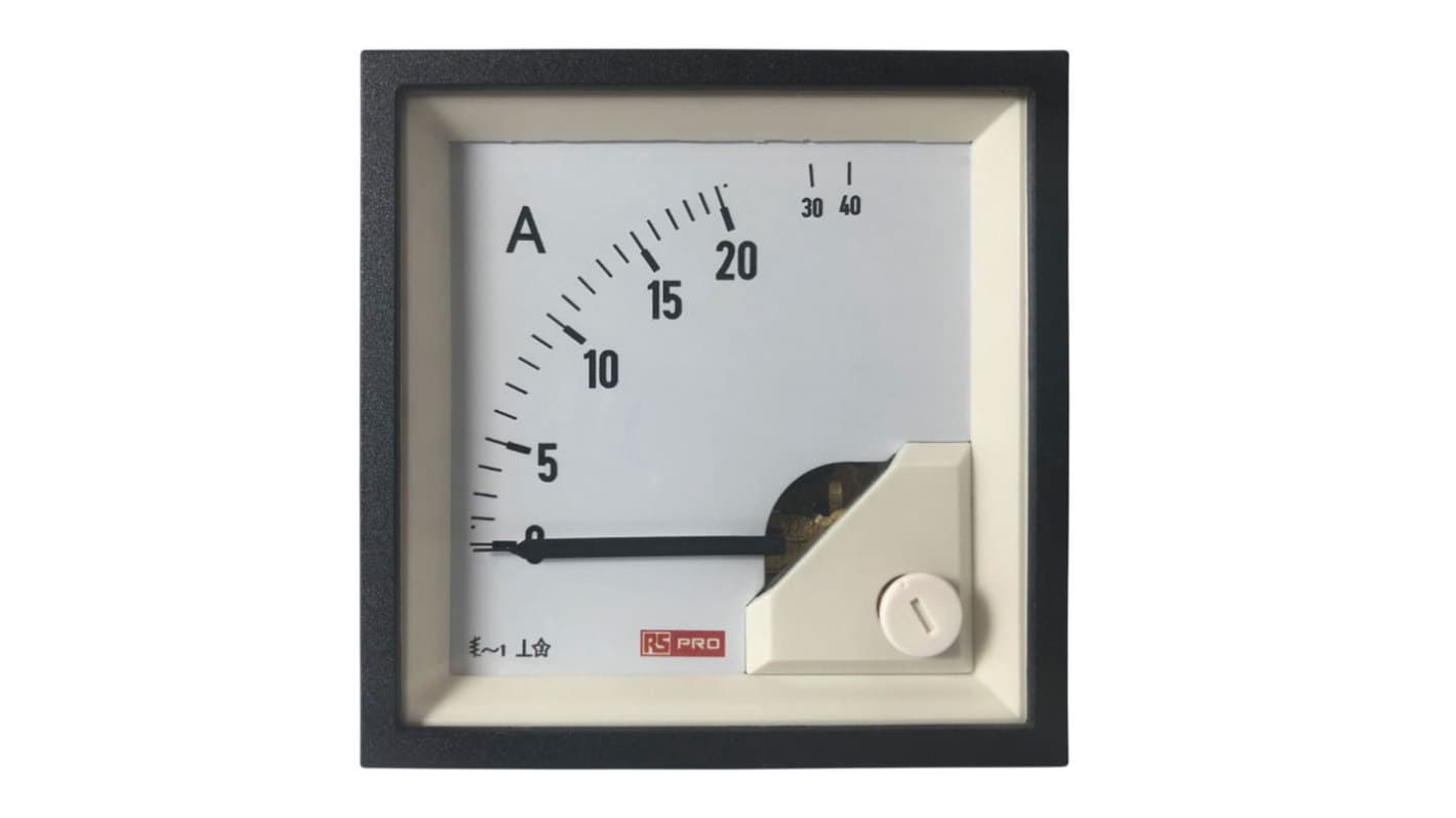 RS PRO Analogue Panel Ammeter 40 (Input)A AC, 68mm x 68mm, 1 % Moving Iron