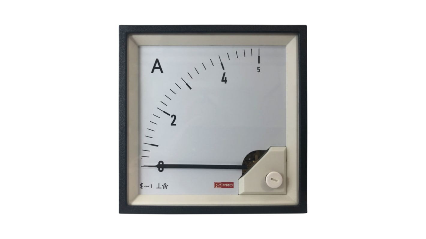 RS PRO Analogue Panel Ammeter 5 (Input, Scale)A AC, 92mm x 92mm, 1 % Moving Iron