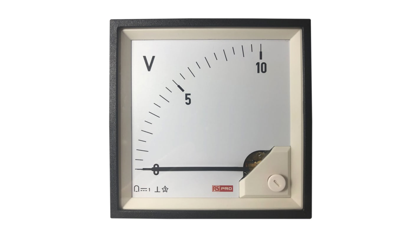 RS PRO Analogue Panel Ammeter DC, 92mm x 92mm, 1 % Moving Coil