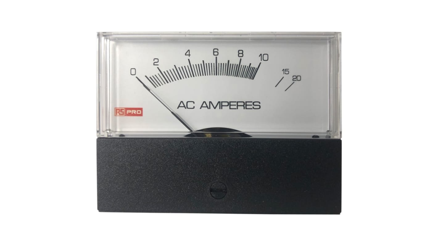 RS PRO Analogue Panel Ammeter 20 (Input)A AC, 76mm x 74mm, ±1.5 %