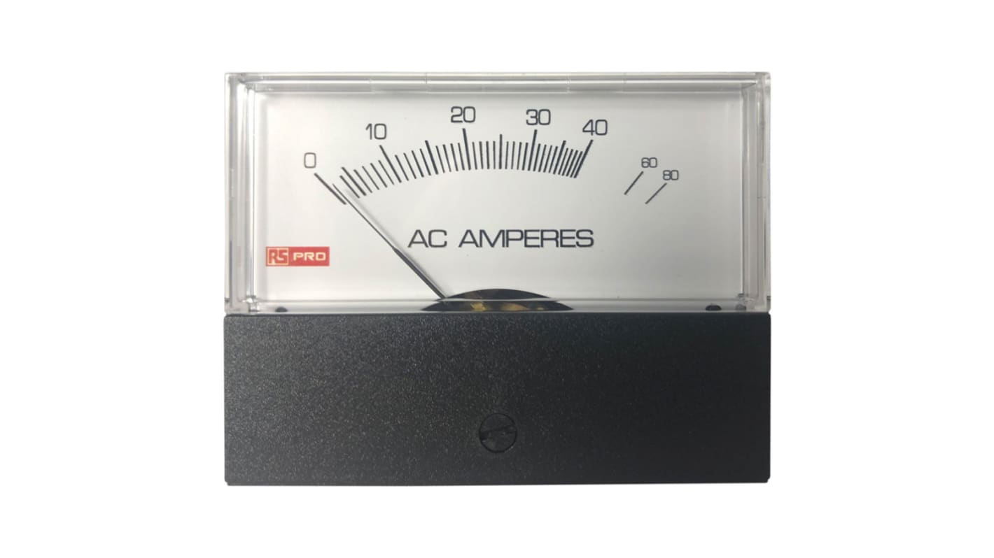 RS PRO Analogue Panel Ammeter 80 (Input)A AC, 76mm x 74mm, ±1.5 %