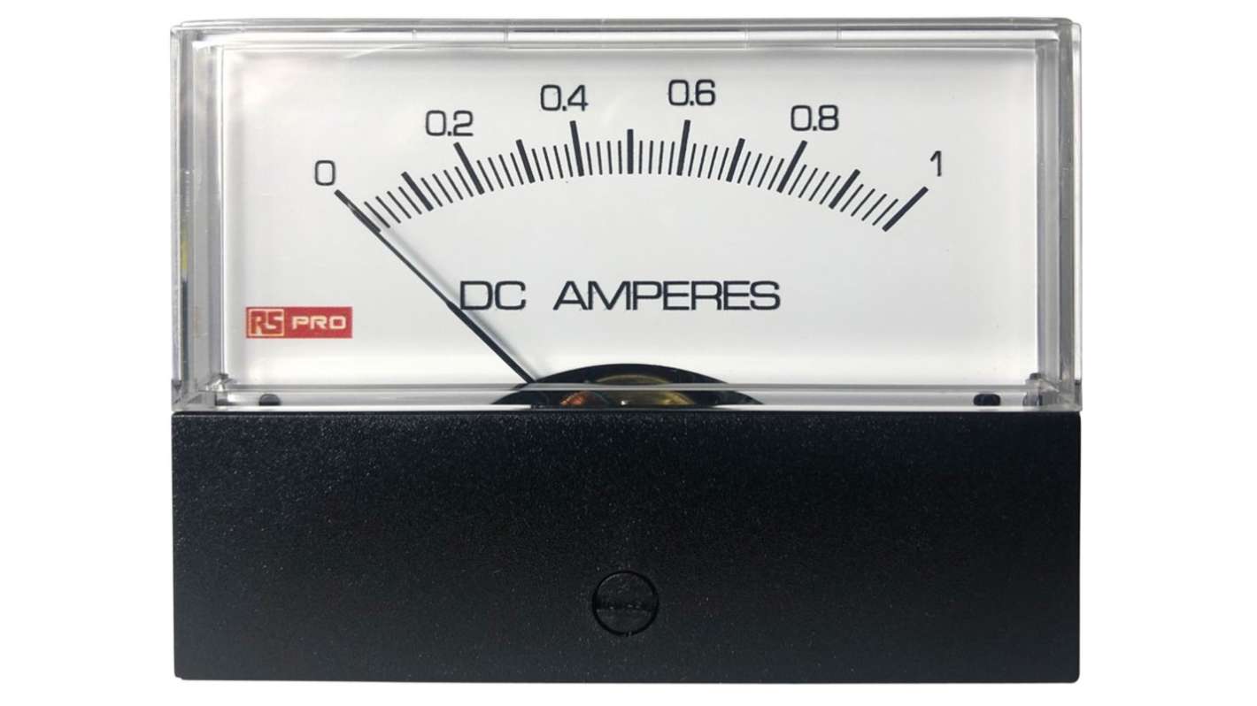 RS PRO Analogue Panel Ammeter 1 (Input)A DC, 76mm x 74mm, ±1.5 % Moving Coil