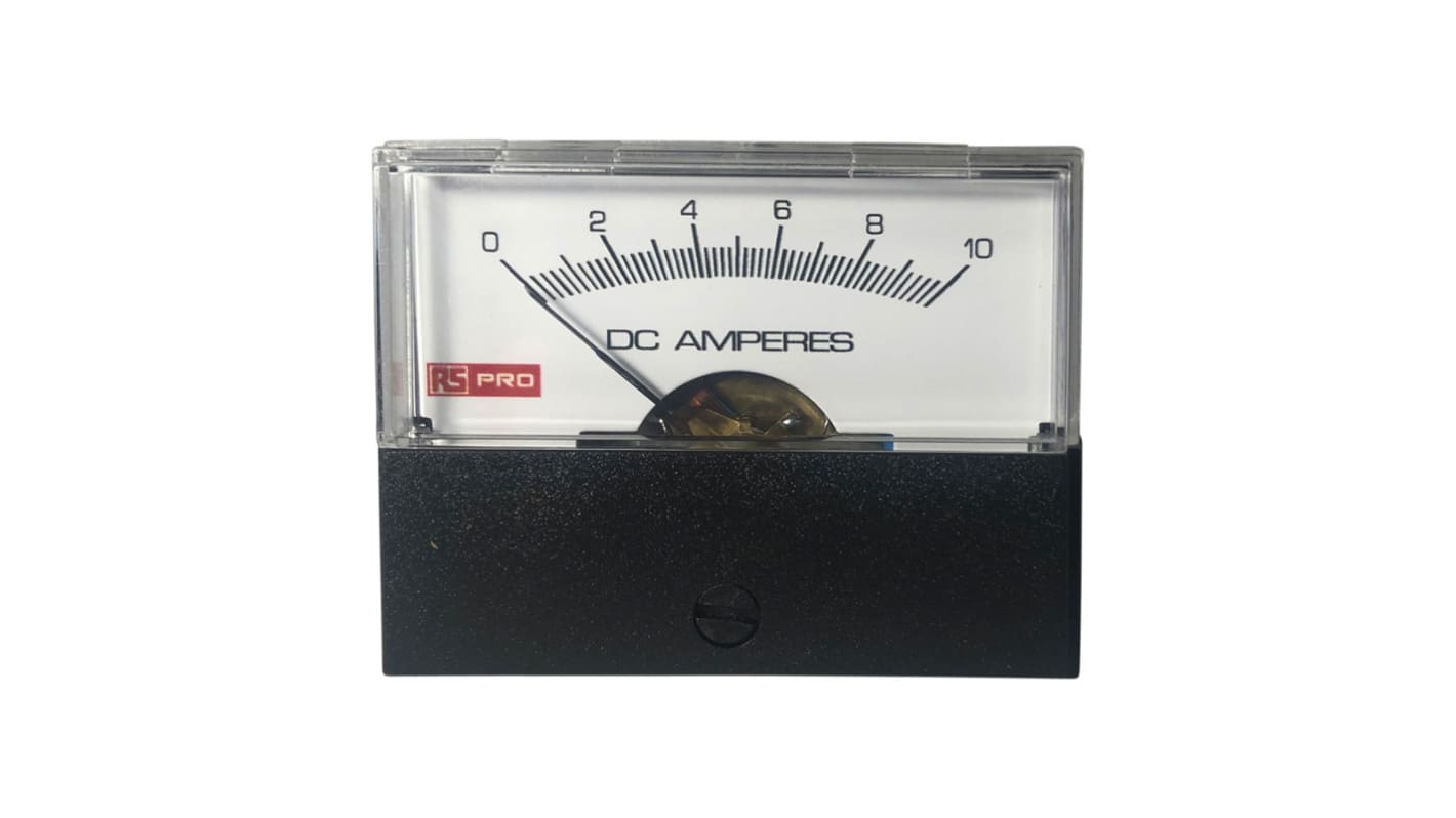 RS PRO Amperemeter 10 (Input)A DC Drehspule, 44mm x 57mm T. 45.7mm, 0 → 10 (Input)A / ±1,5 %