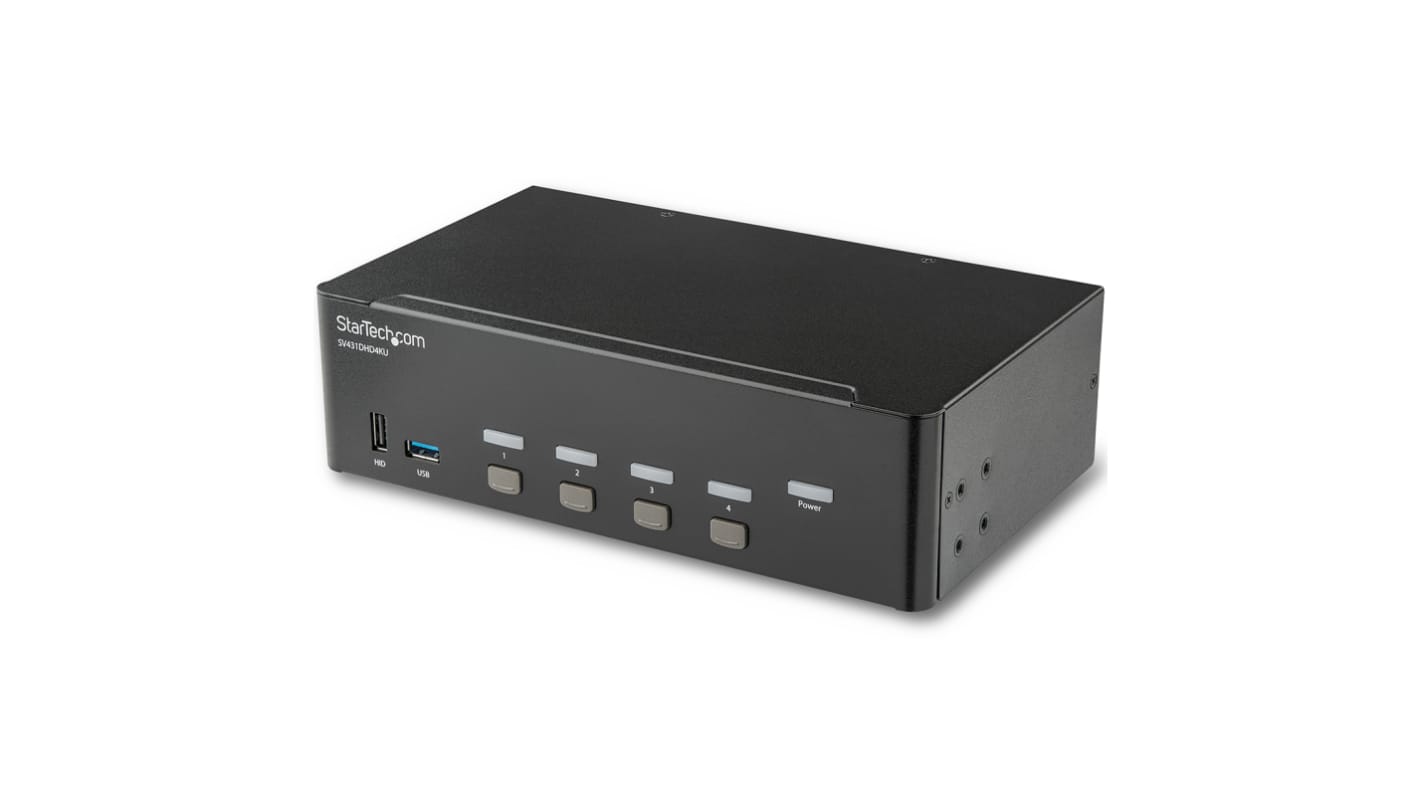 StarTech.com KVM-Switch 4-Port 2 Videoausgänge HDMI 2 Displays USB 3,5 mm Stereo 22 x 13 x 6.3cm