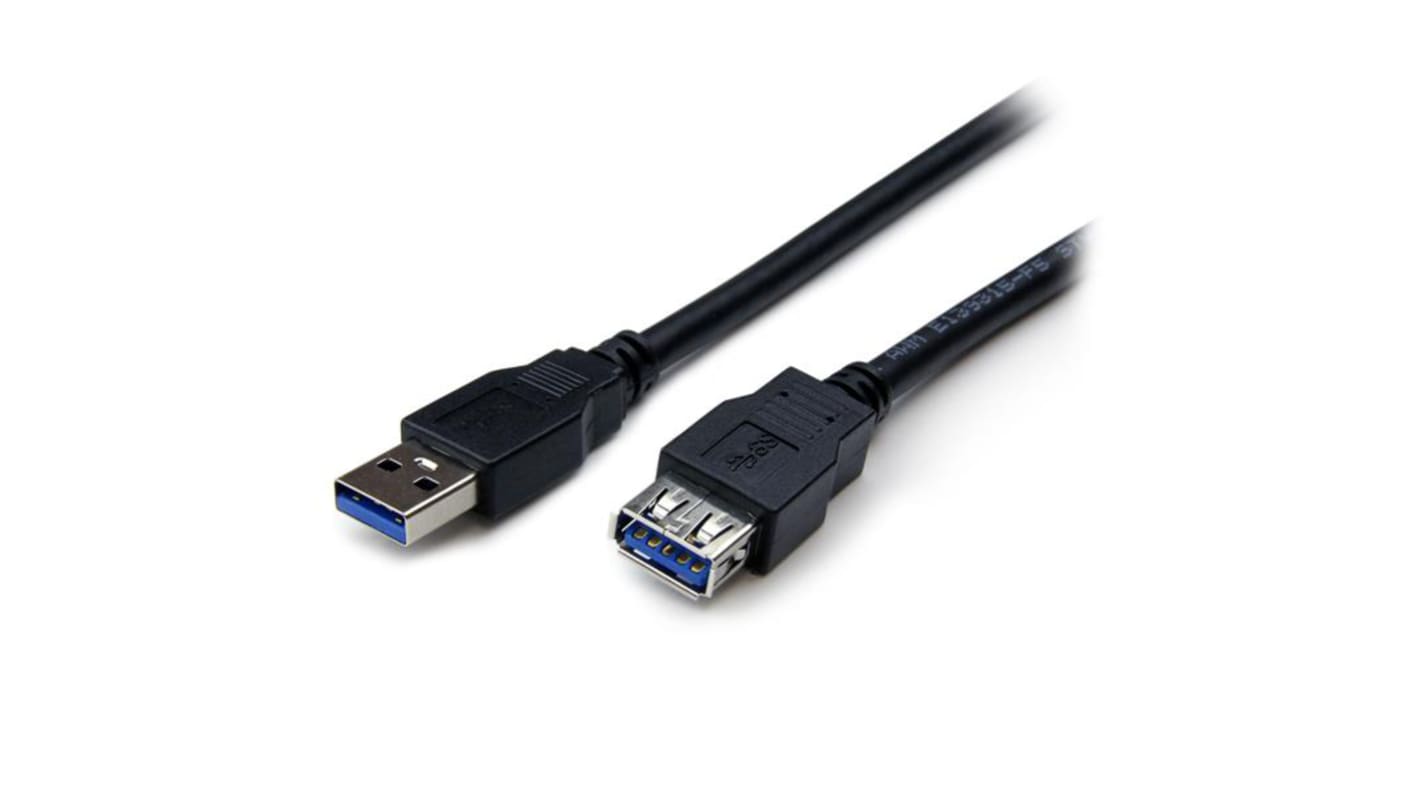 Kabel USB Złącze A USB A Złącze B USB A dł. 2m Przewód przedłużający USB USB 3.0 kolor: Czarny